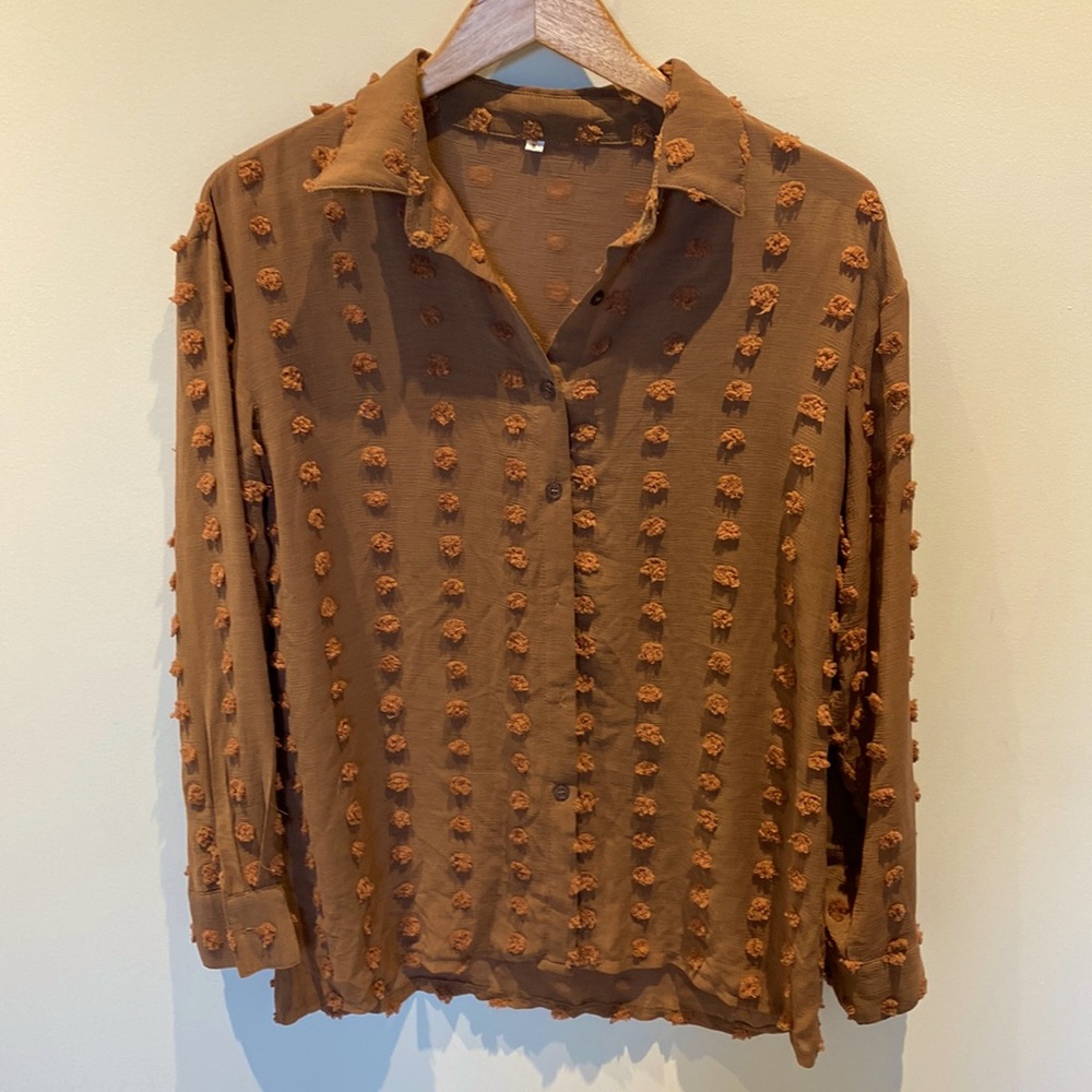 Brown blouse with Pom-Poms